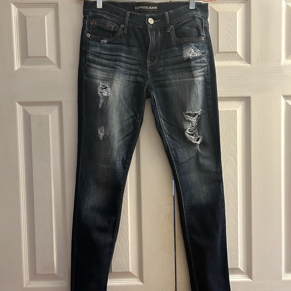 Express Distressed Skinny Jeans